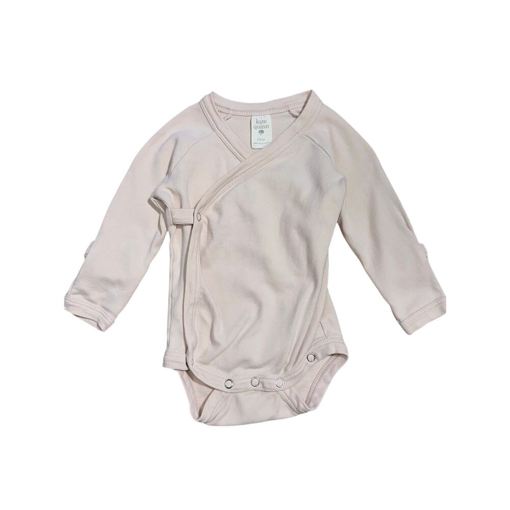 Kate Quinn Blush Pink Baby Kimono Wrap Organic Cotton Bodysuit One Piece 3-6M